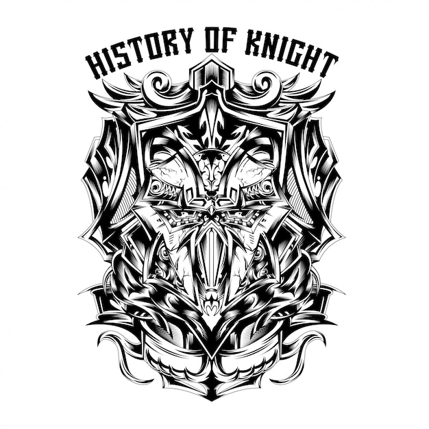 History of Knight Black and White Illustration