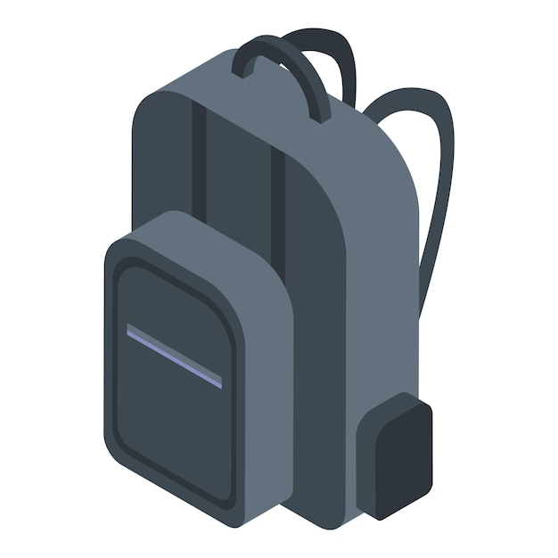 Hitchhiking black backpack icon Isometric of hitchhiking black backpack vector icon for web design isolated on white background