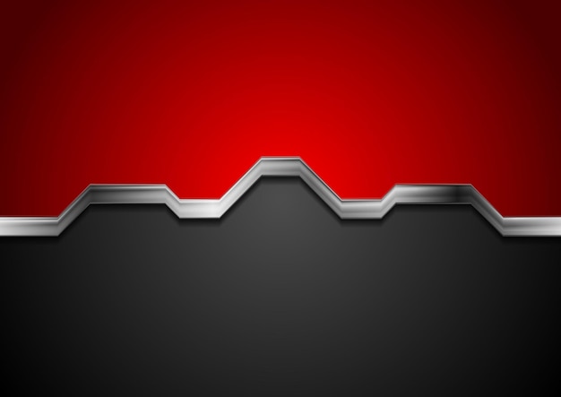 Hitech abstract red and black background with metal silver stripe