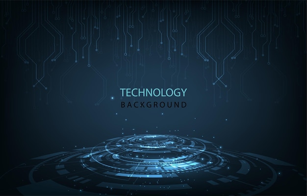 Hitech communication innovation background Futuristic technology on dark blue background