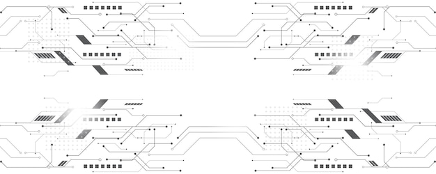 Hitech technology pattern white background vector Stylish Grey Technology Wallpaper