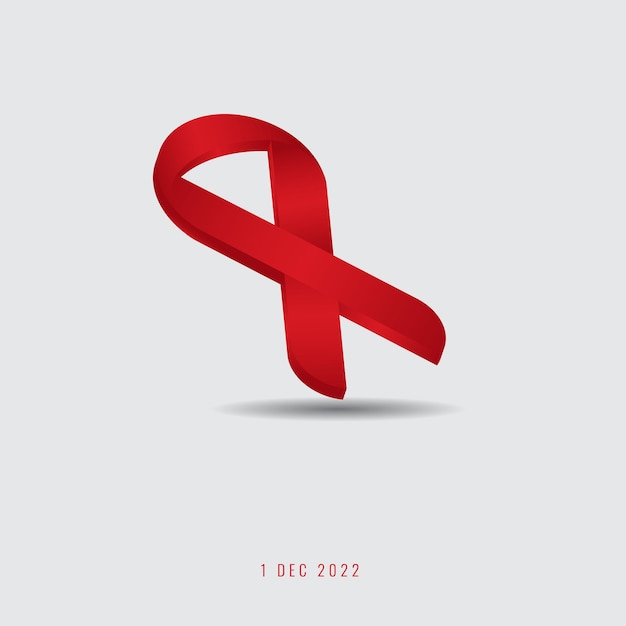 HIV 3d ribbon, AIDS 3d red ribbon