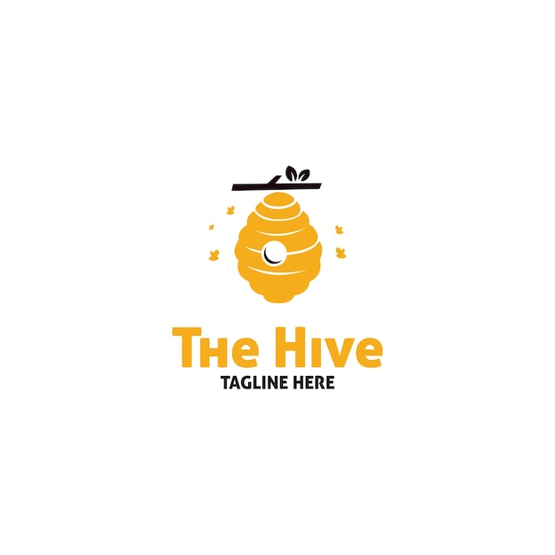 Hive logo design, bee hive gold