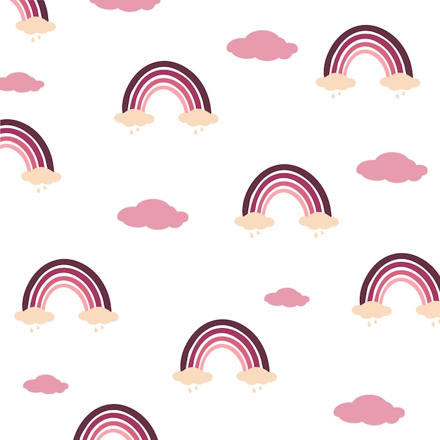 Hldish pattern with rainbows and cloud reative scandinavian kids texture for fabric wrapping textile wallpaper apparel Vector illustration