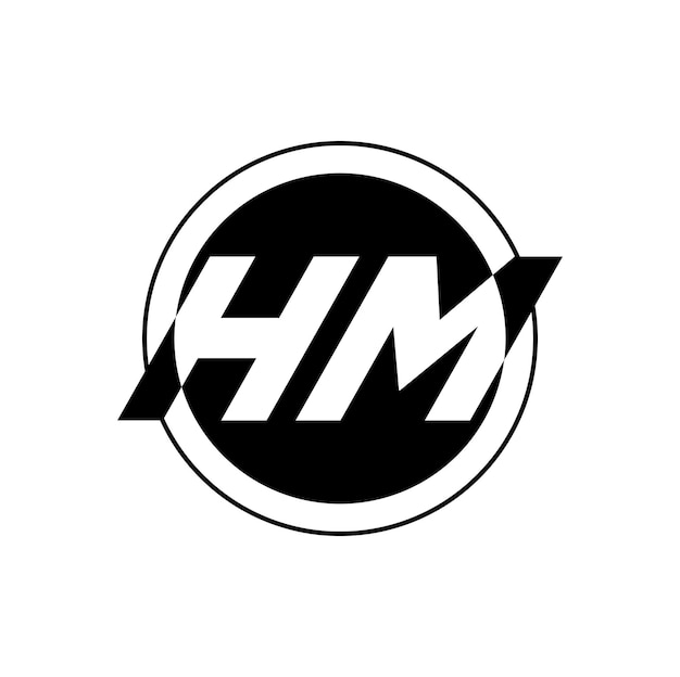 HM on round logo HM typography logo HM round letters monogram