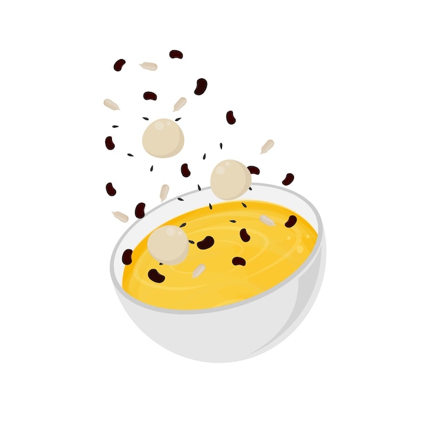 Hobakjuk Korean Pumpkin Porridge Illustration Logo in a Bowl