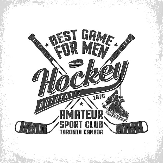 Hockey retro emblem for team or sport club