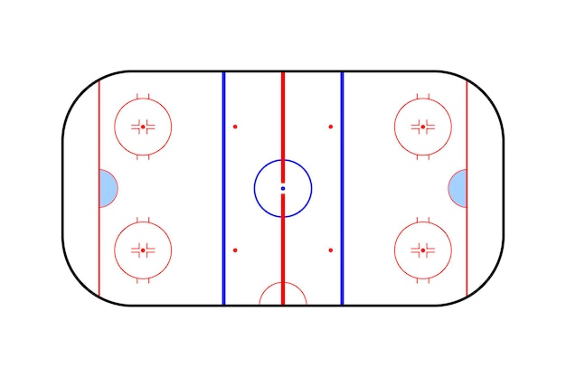 Hockey rink top view game strategy sport plan Hockey field template playground tactic play on frozen sporty stadium vector illustration