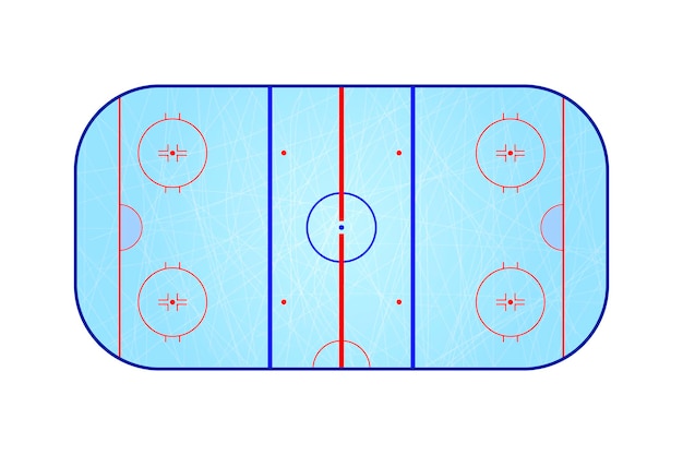 Hockey rink top view game strategy sport plan Hockey field template playground tactic play on frozen sporty stadium vector illustration