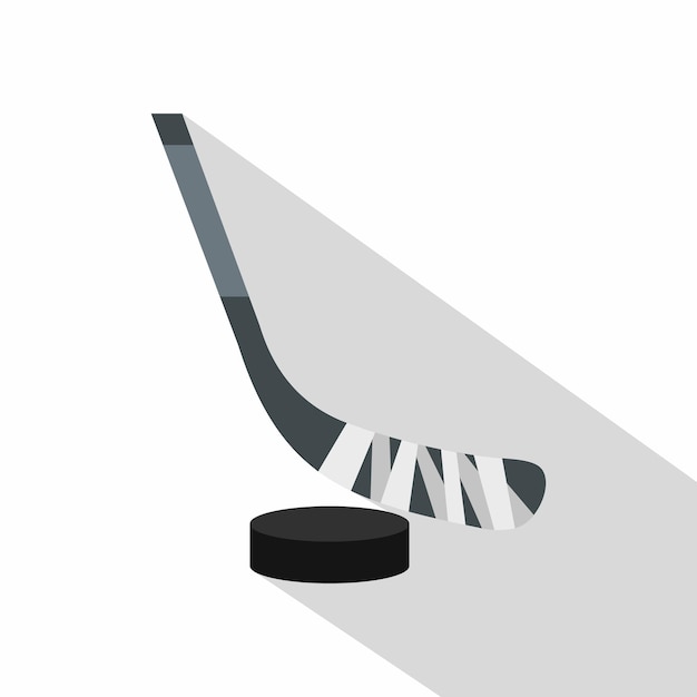 Hockey stick and puck icon Flat illustration of hockey stick and puck vector icon for web design