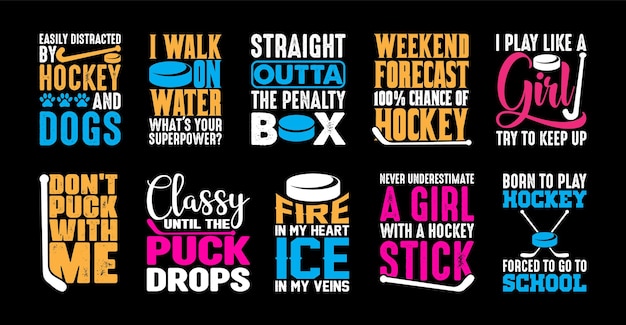 Hockey T shirt Design Bundle Hockey shirt Vector Hockey T shirt design Collection