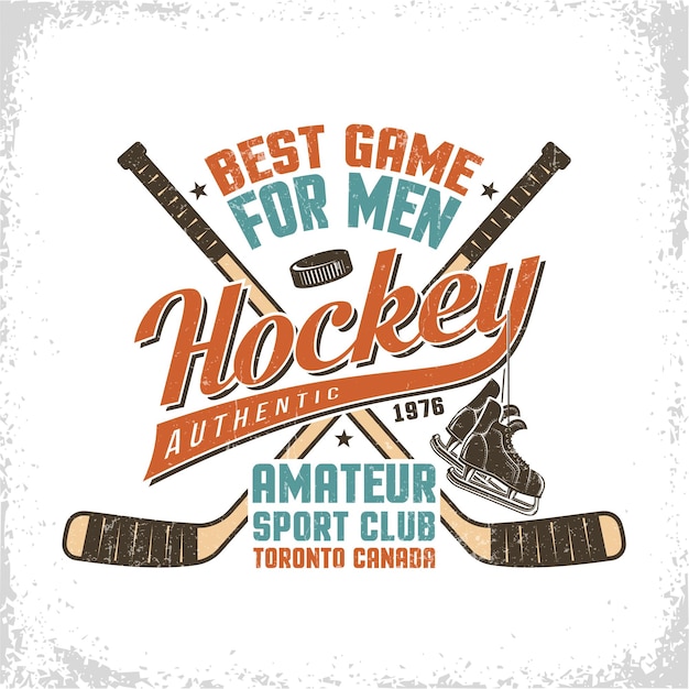 Hockey vintage logo with inscriptions crossed sticks