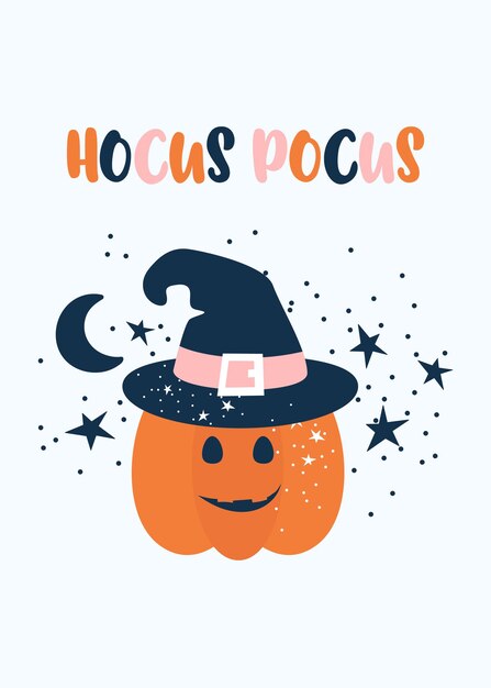 Vector hocus pocus halloween kids poster