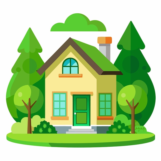 Hogar Verde green house logo design vector illustration