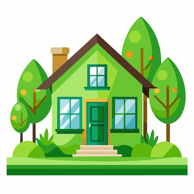 Hogar Verde green house logo design vector illustration