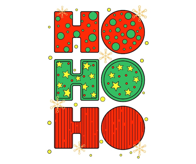 Hohoho Merry christmas Santa Claus greeting hand drawn lettering vector illustration