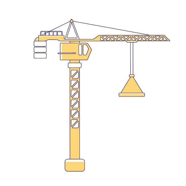 Hoisting crane semi flat color vector element