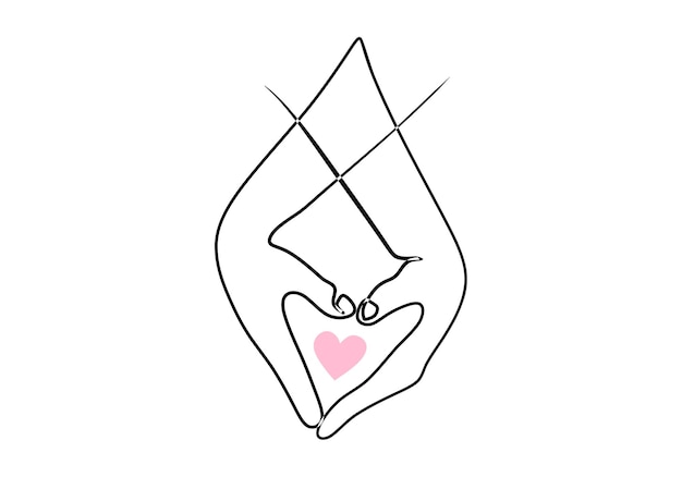 Holding hands line drawing Couple romantic in love