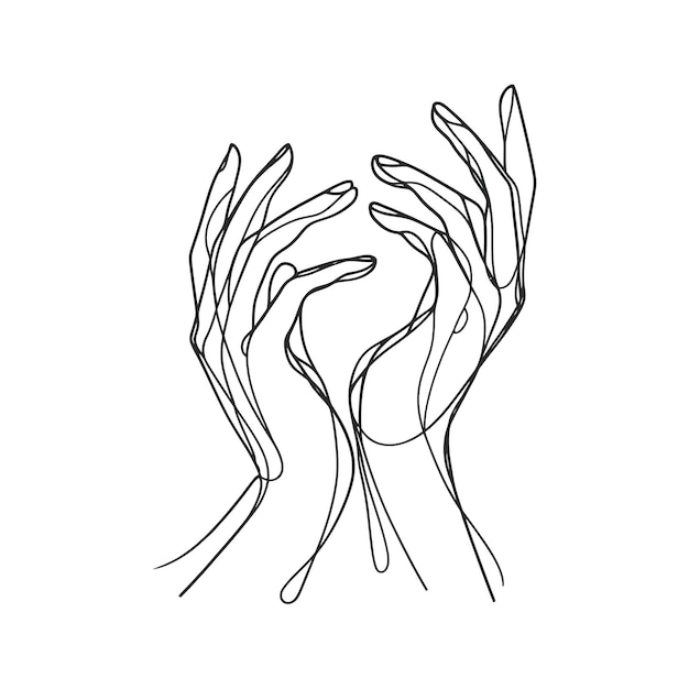 Holding hands one line drawing on white isolated background Vector illustration