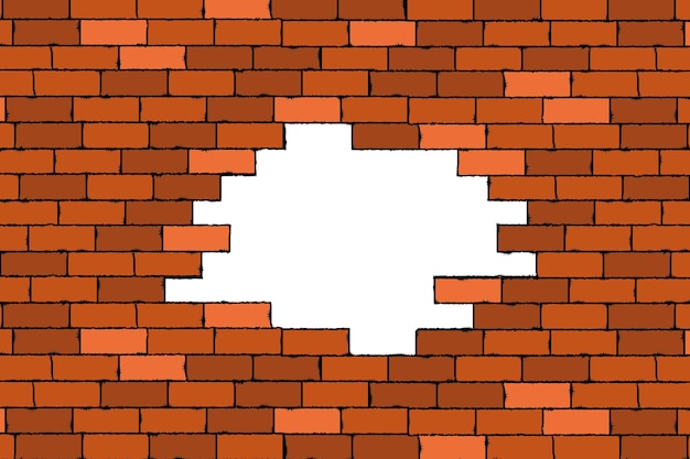 Vector hole in red brick wall