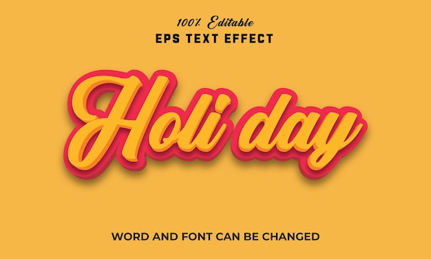 Holi day Editable 3d text Effect Style