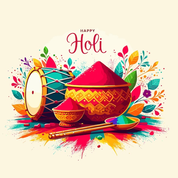 Holi festival background vector Indian festival with happy holi text generated ai