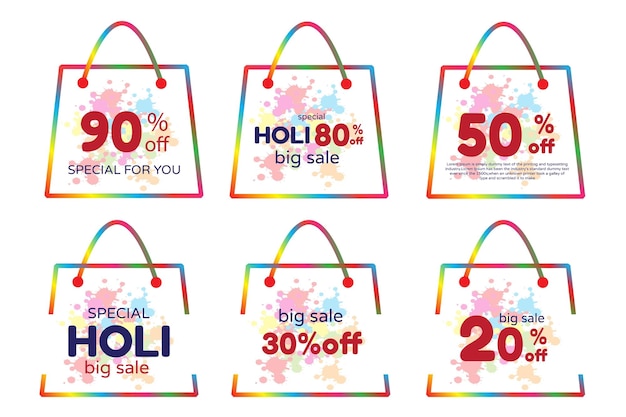 Holi festival big sale with Sales promotion offer desigen vector