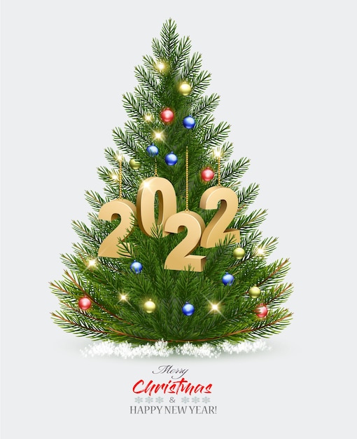 Holiday background with  Christmas tree with garland. Vector.