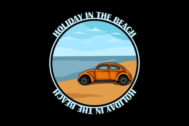 Holiday in the beach retro design landscape