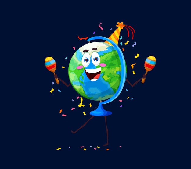 Vector holiday birthday celebration cartoon school globe