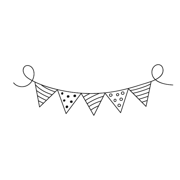 Holiday bunting flags in doodle style Carnival garland with triangle flags