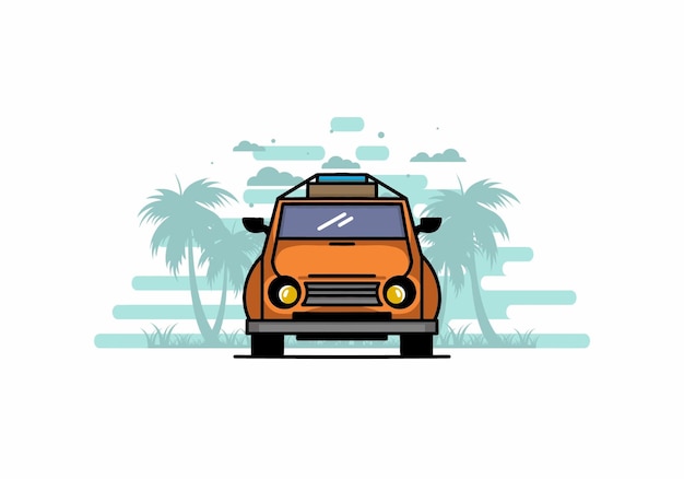 Holiday in car illustration design