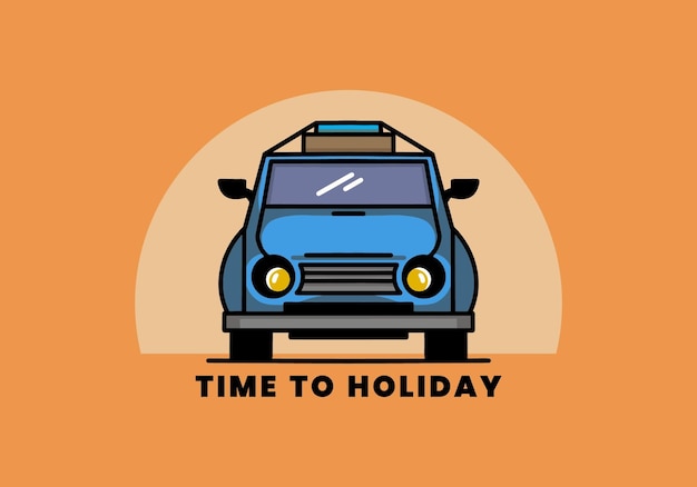 Holiday in car illustration design