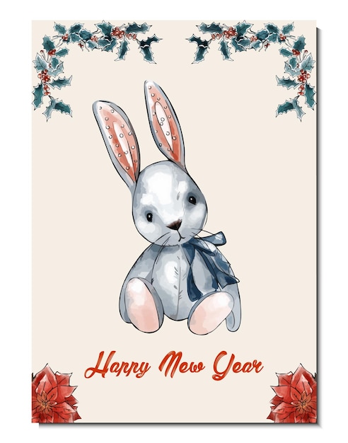 Holiday cards with winter foliage. Versatile Christmas templates with girl, bunny, floral background