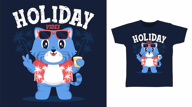 Holiday cat cartoon tshirt and apparel designs