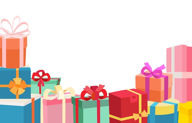 Holiday Christmas gift boxes flat illustration isolated