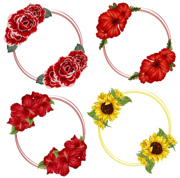 holiday decor namely opened buds of various flowers and leaves with various contours of circles