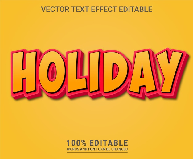 Holiday editable text effect vector