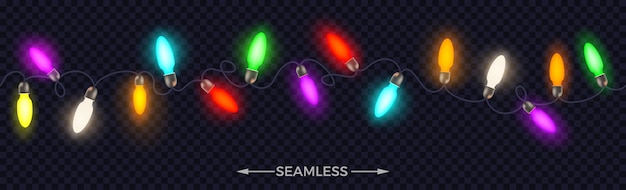 Holiday garlands with multicolored Christmas light