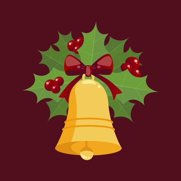 Holiday Jingle Bell and Holly vector illustration background graphic design