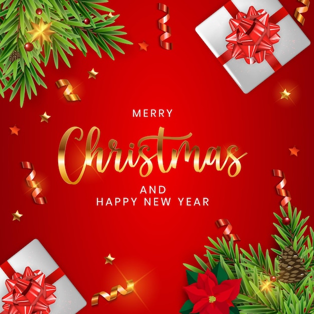 Holiday New Year and Merry Christmas Background Vector Illustration