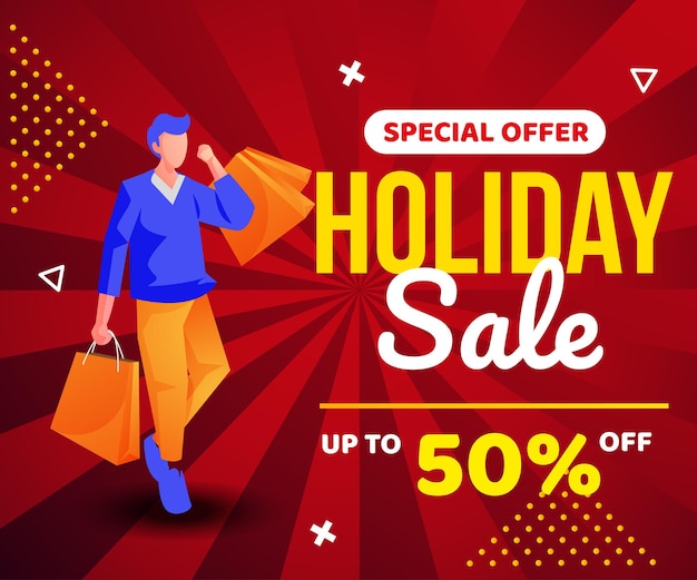 Holiday sale shopping banner background