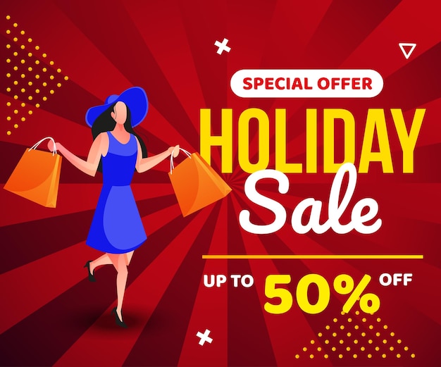 Holiday sale shopping banner background