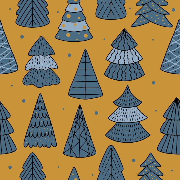 Holiday Seamless Pattern with Christmas tree Xmas winter background