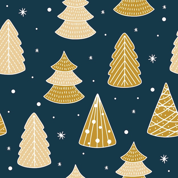 Holiday Seamless Pattern with Christmas tree Xmas winter background