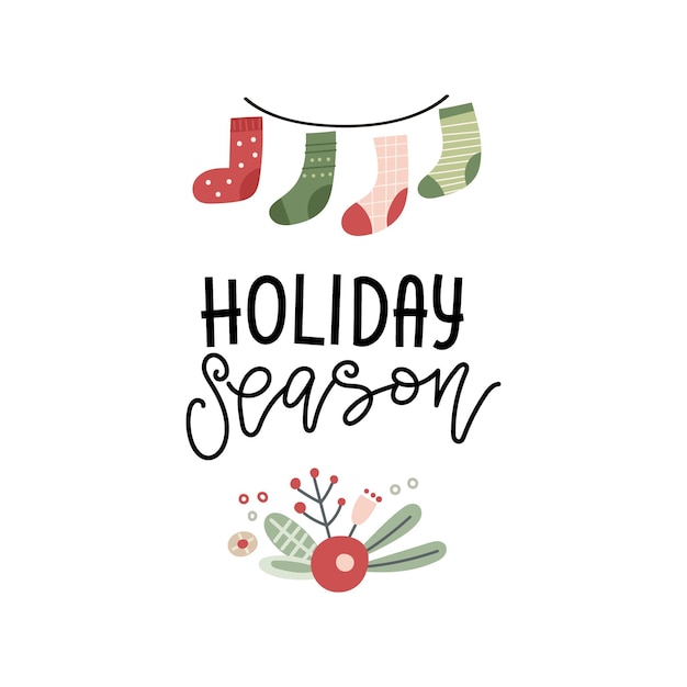 Holiday Season Christmas greeting card design Vector illustration