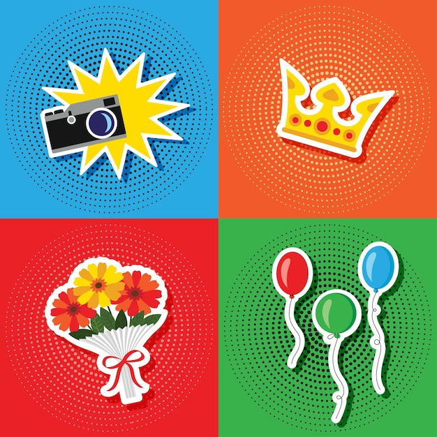 Holiday stickers in the style of pop art 1