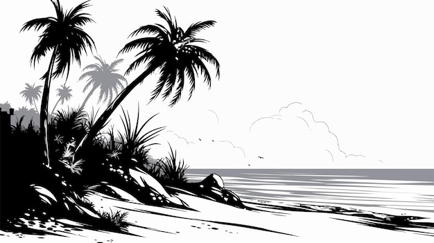 Holiday Template on Sea Beach Illustration