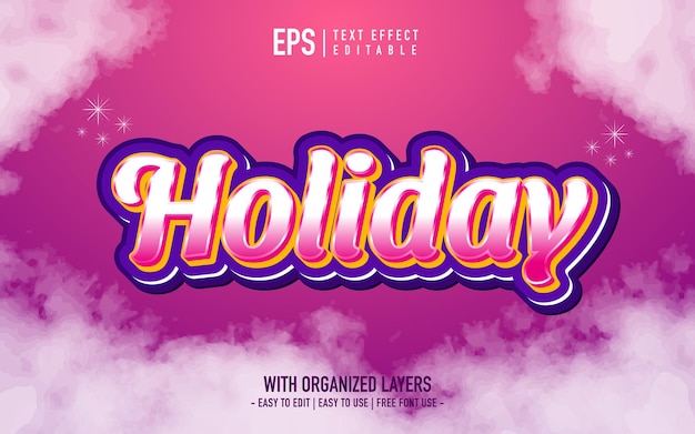 Holiday text effect in cute gradient color style