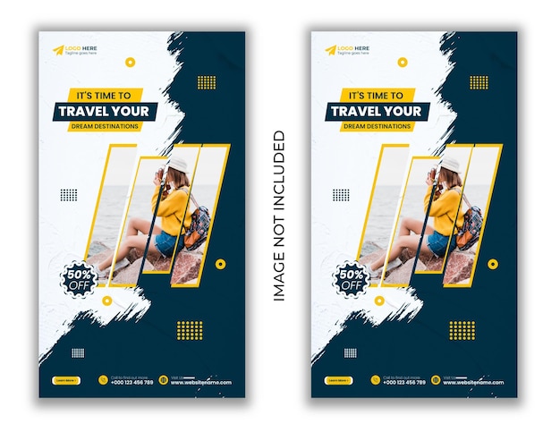 Holiday travel tourism social media stories and Instagram stories post template design